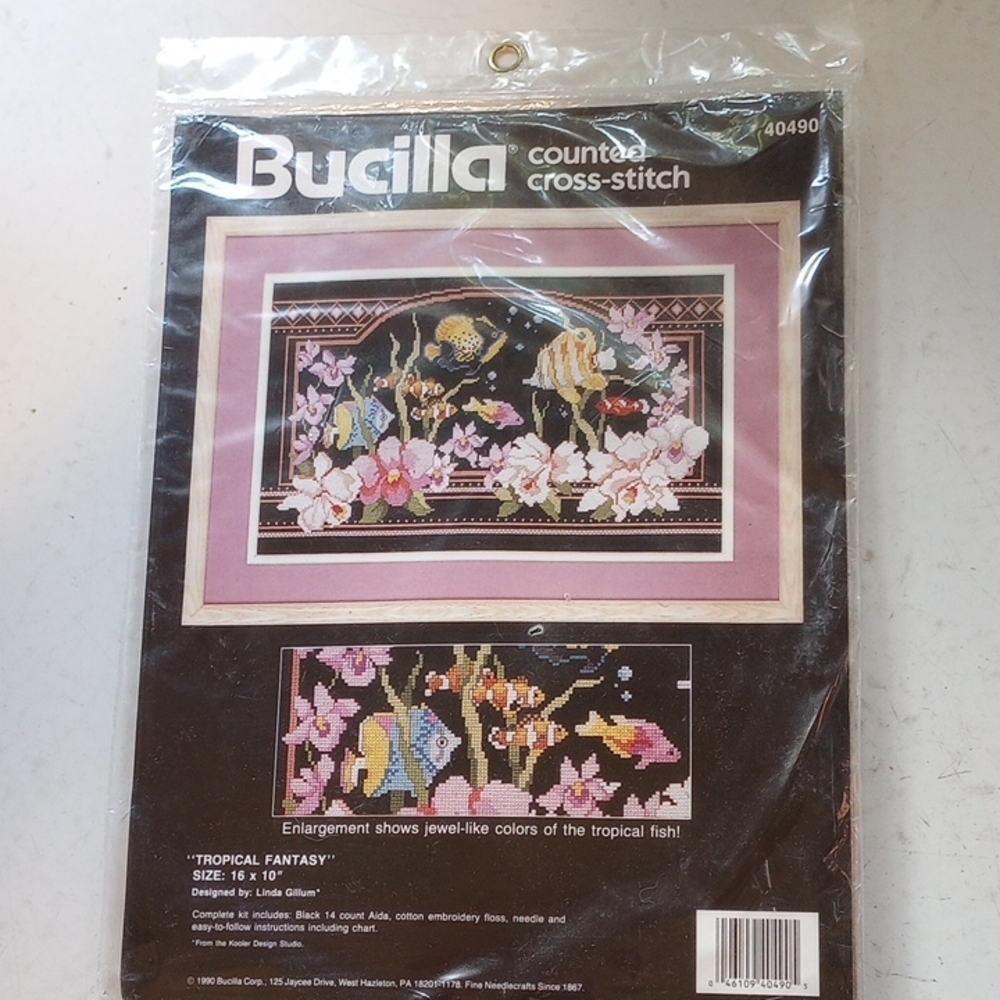 NEW Tropical Fantasy Counted Cross Stitch Sampler Kit, Bucilla 40490, Fish